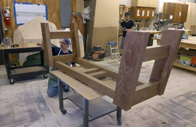 Creating the base for the custom designed cherry table for 12 by Silent Rivers