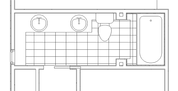 Before layout of cramped bathroom in need of a Silent Rivers remodel