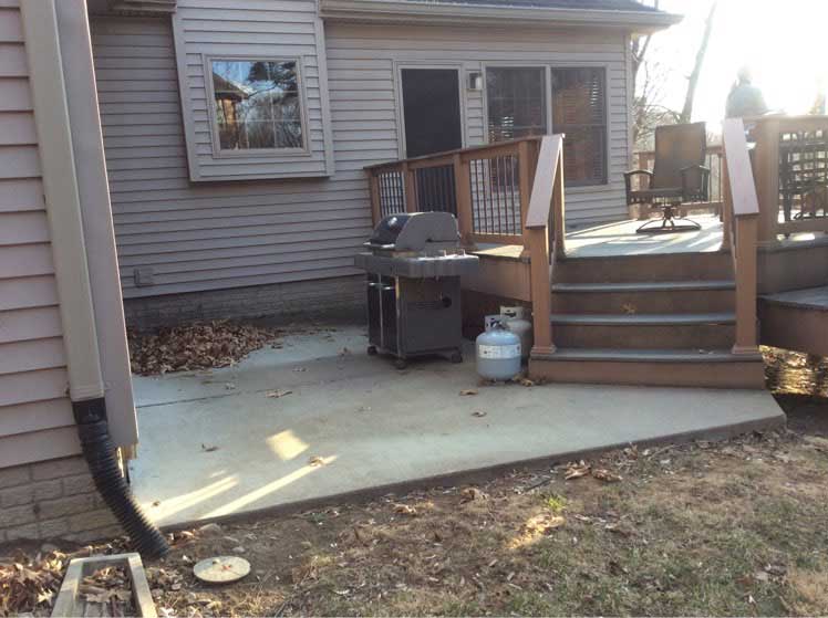 before deck and patio has dead space not large enough for grill area