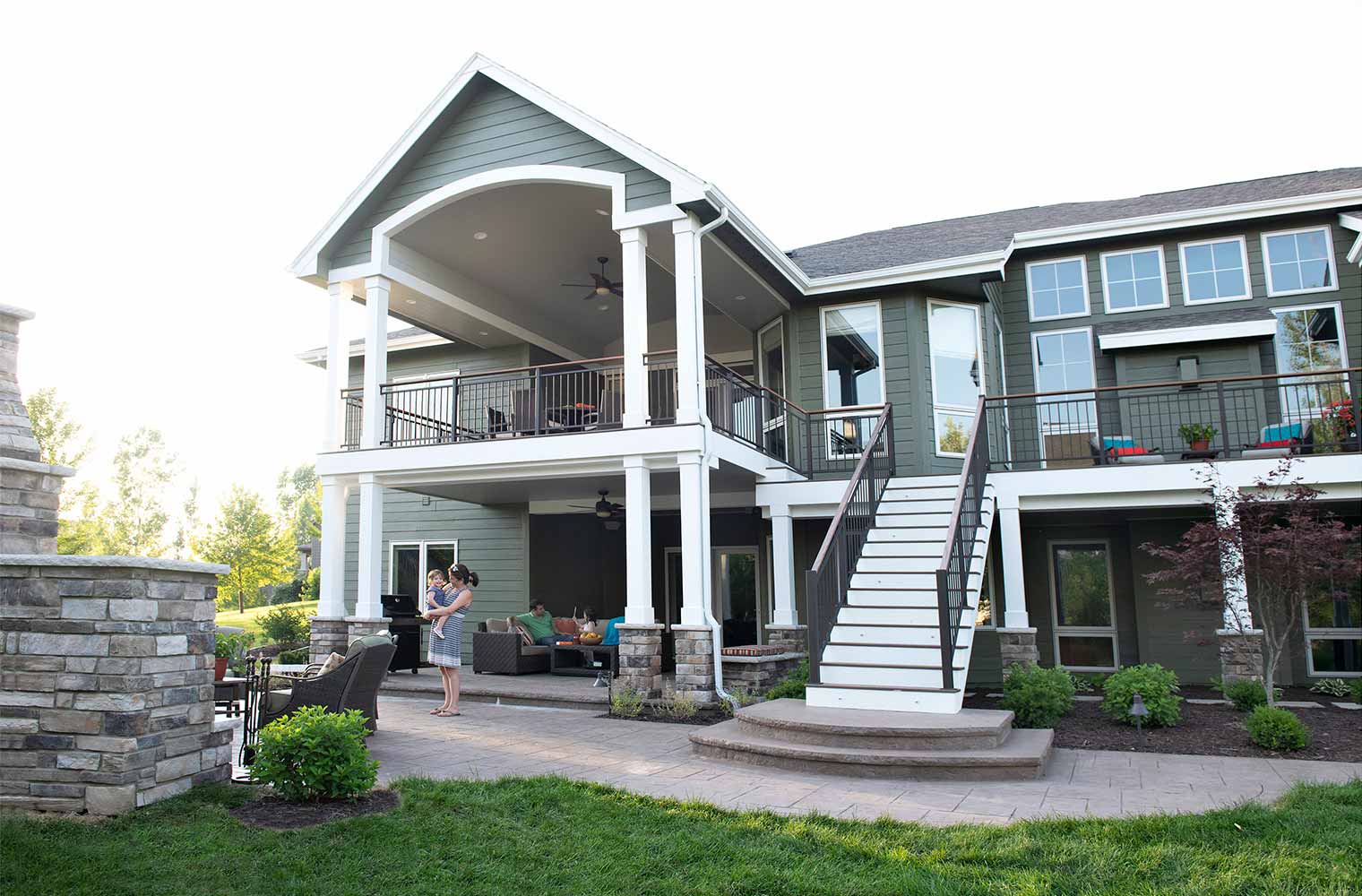 Urbandale Iowa deck and patio, staircase, outdoor fireplace by Silent Rivers