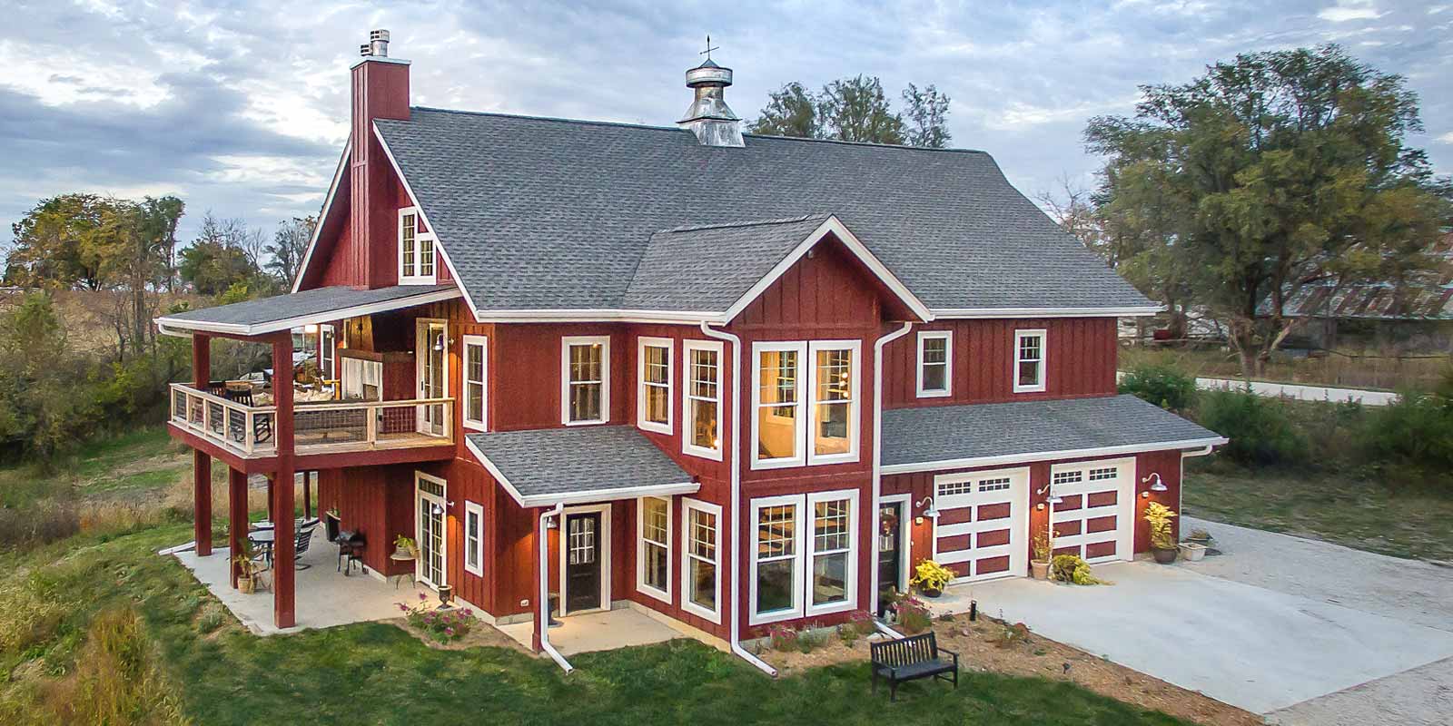 barn style custom new home in St. Charles, Iowa designed and built by Silent Rivers of Des Moines
