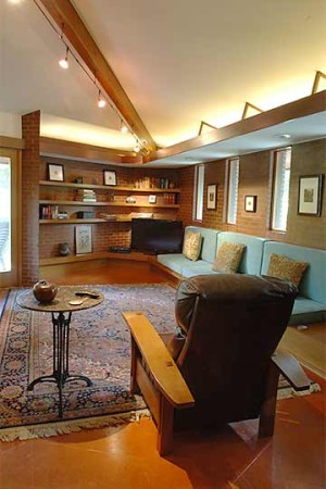 Usonian house in Des Moines after preservation remodel by Silent Rivers