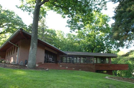 This patio on a mid-century modern style house was restored in character with the house.