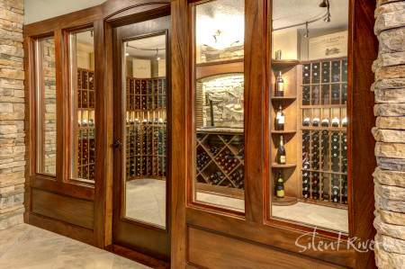 The wine cellar entry system helps maintain proper cellar atmosphere.