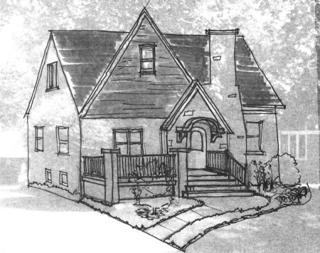 Sketch concept for a new front porch on a 75-year-old Des Moines home.