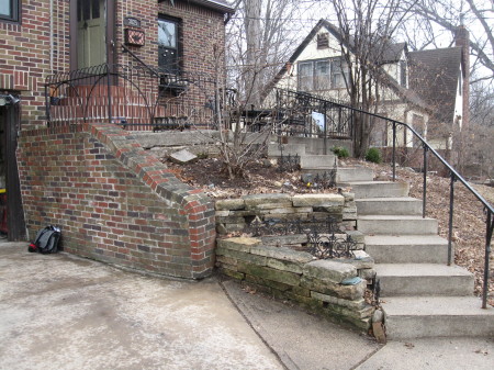 Brick and stone retaining walls