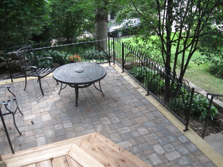 Paver patio with table and chairs