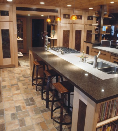 Kitchen countertop colors also help designate kitchen work zones