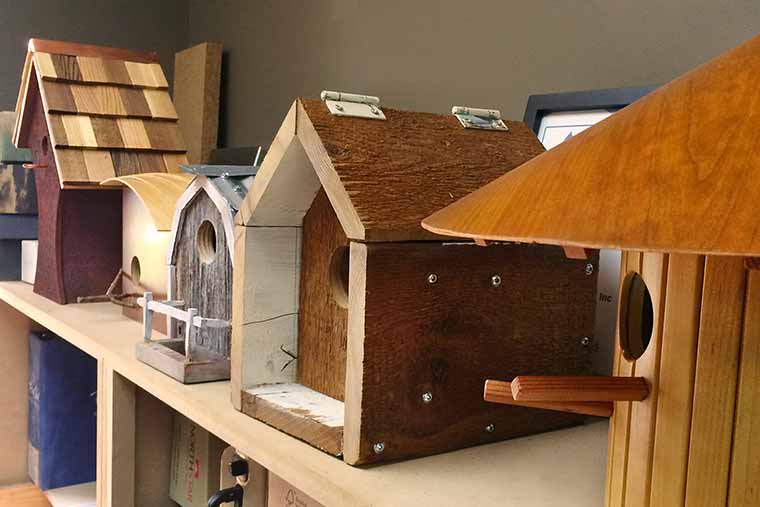 Custom birdhouses designed by Silent Rivers Design+Build for Jazz in July
