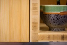 Bamboo cabinet detail in a Des Moines modern kitchen remodel designed and built by Silent Rivers Design+Build