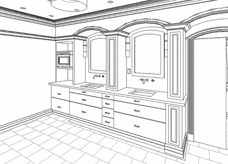 3D rendering of vanity in Urbandale bathroom remodel by Silent Rivers