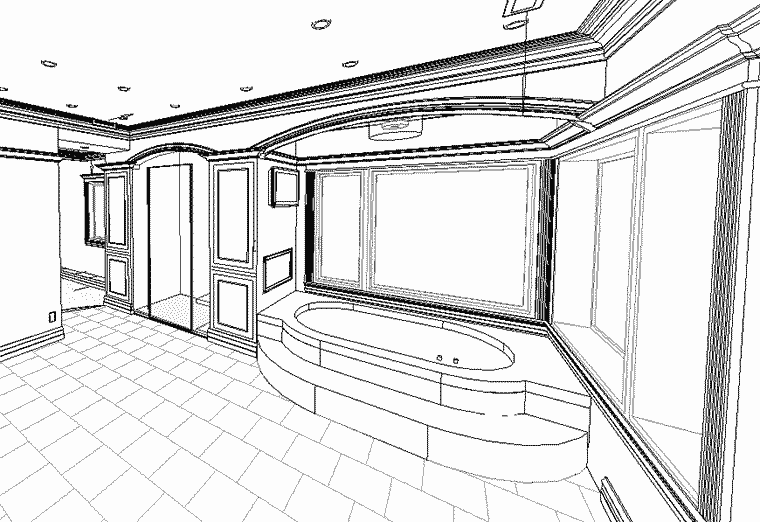 3D rendering of Urbandale master suite bathroom designed by Silent Rivers