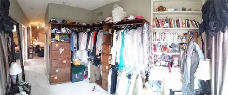 Before photo of an Urbandale master suite closet