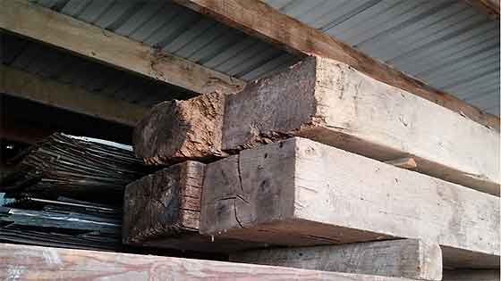 Large undisturberd timbers found in an old Iowa barn that will be used as reclaimed lumber in future Silent Rivers projects