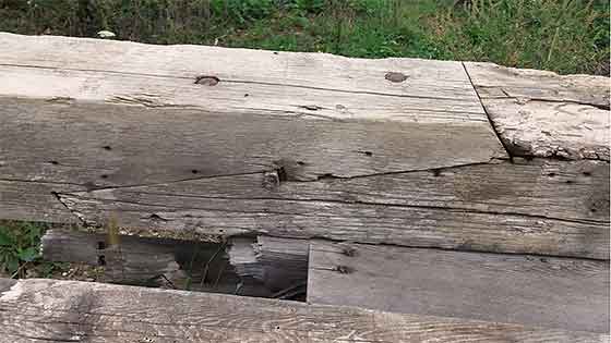 Scarf joinery on lumbar found in an old Iowa barn