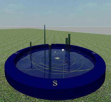 Early rendering of the client's original inspiration for a water feature in their Johnston, Iowa home