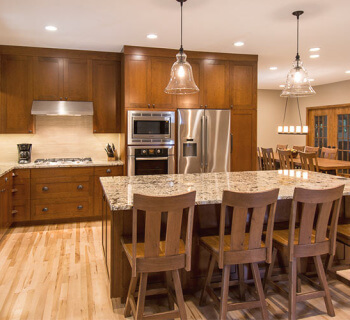 Spacious Kitchen and Dining Area with Solid Cherry Wood Table Built for 12