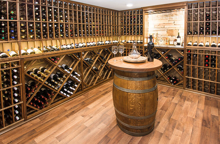 Wine cellar in Des Moines home built by Silent Rivers