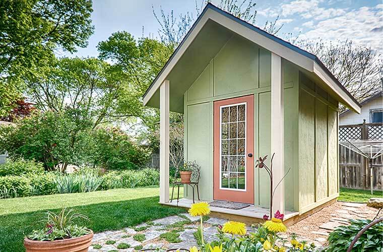 Des Moines, Iowa garden shed colorful contemporary custom designed and built by Silent Rivers