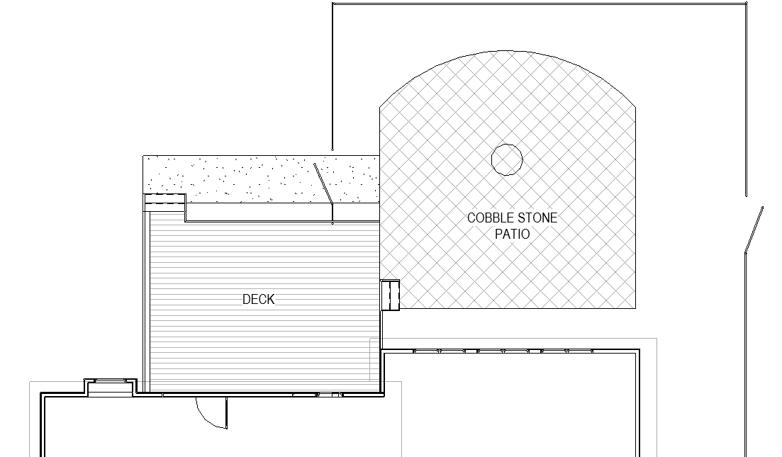 Before layout of deck and patio needing new design by Silent Rivers, Des Moines