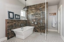 Chic Farmhouse-Industrial Style Bathrooms in New Custom Home