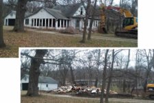 old house before and after being torn down on Des Moines, Iowa lot to be replaced by a custom new home by Silent Rivers
