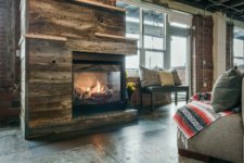 downtown Des Moines loft fireplace designed and built by Silent Rivers