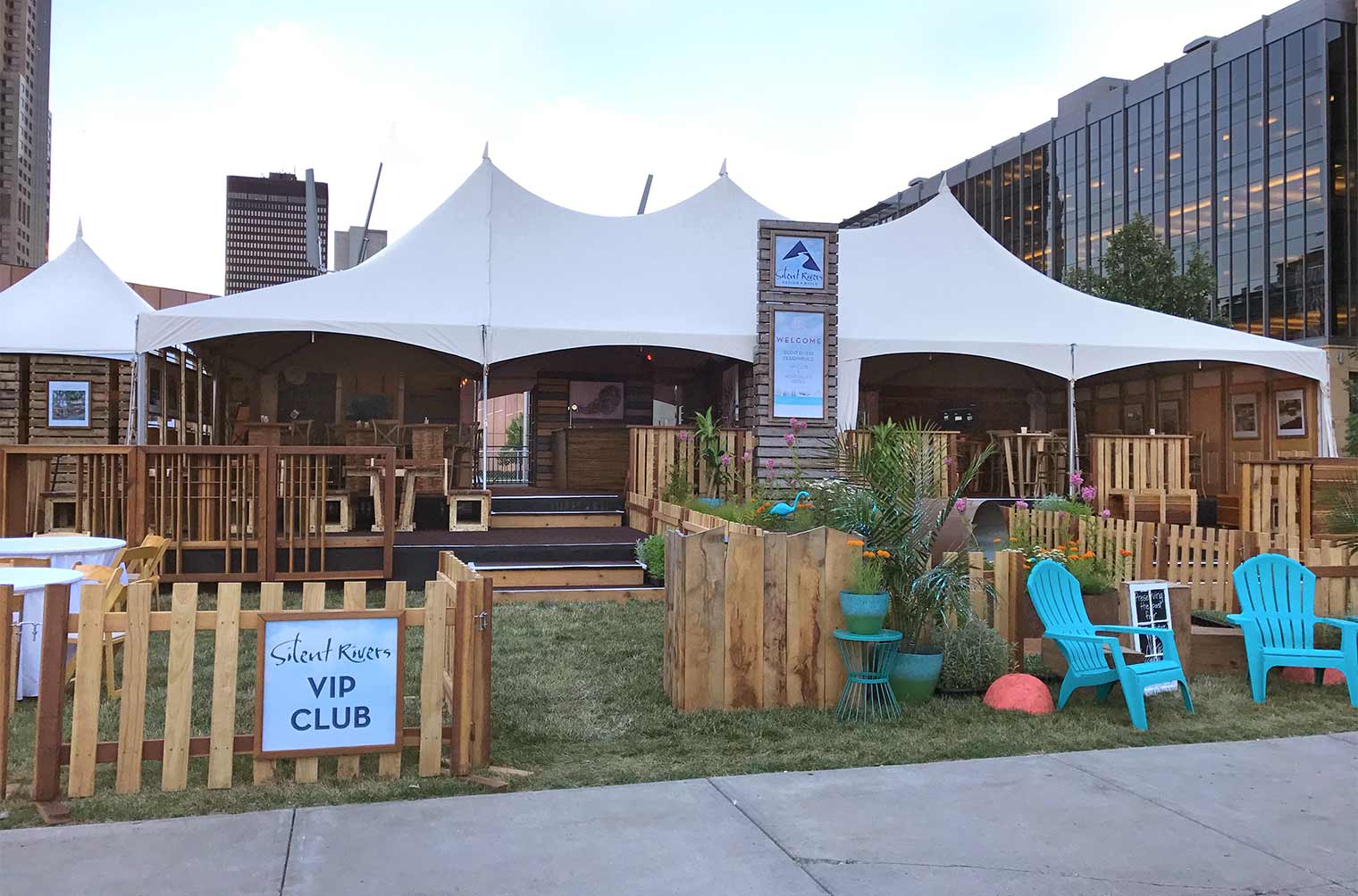 Des Moines Arts Festival Silent Rivers VIP Club and Hospitality Suites is setup and ready to host Festival Patrons