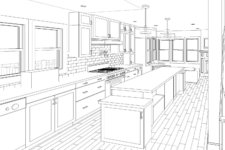 kitchen rendering of a 1920s Des Moines Craftsman home by remodeler Silent Rivers