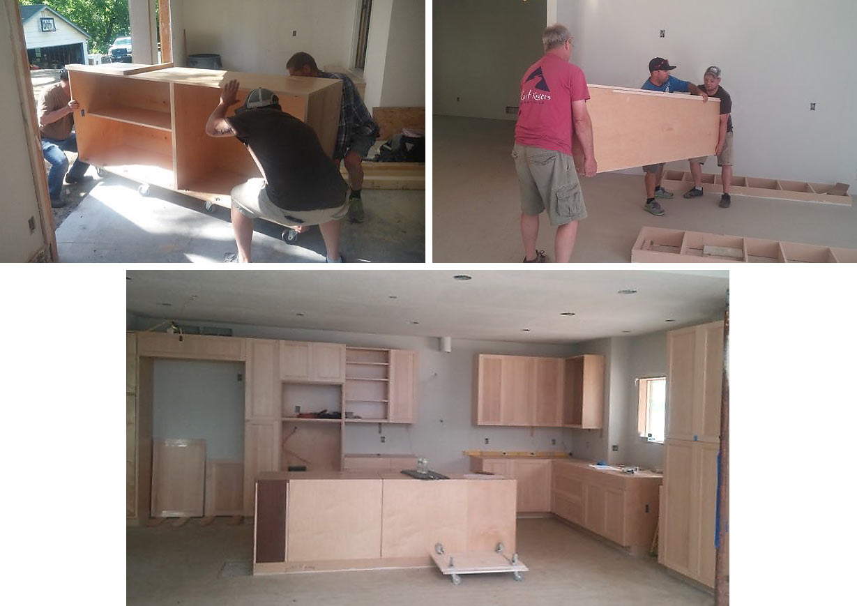kitchen cabinet installation in Des Moines custom new home by builder Silent Rivers