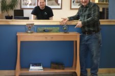Alex Schlepphorst and Tom Bloxham from the Silent Rivers Woodshop designed and built this table together out of leftover wood.