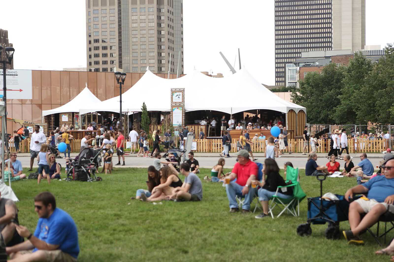Silent Rivers VIP Club at 2018 Des Moines Arts Festival with sustainable materials