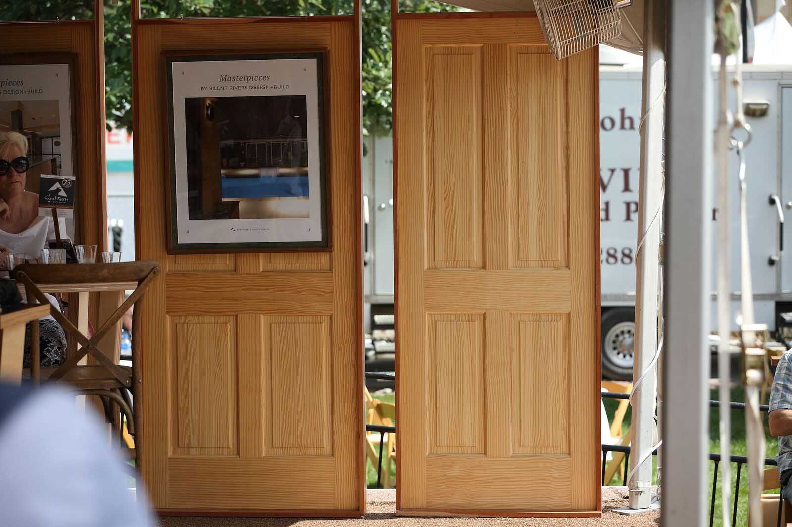 Silent Rivers VIP Club at 2018 Des Moines Arts Festival with sustainable materials and old doors