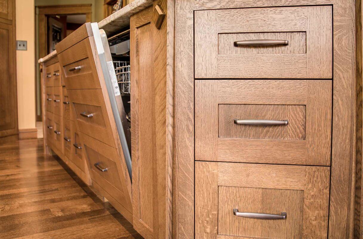 Custom White Oak Woodworking Completes a Colorful Craftsman Kitchen