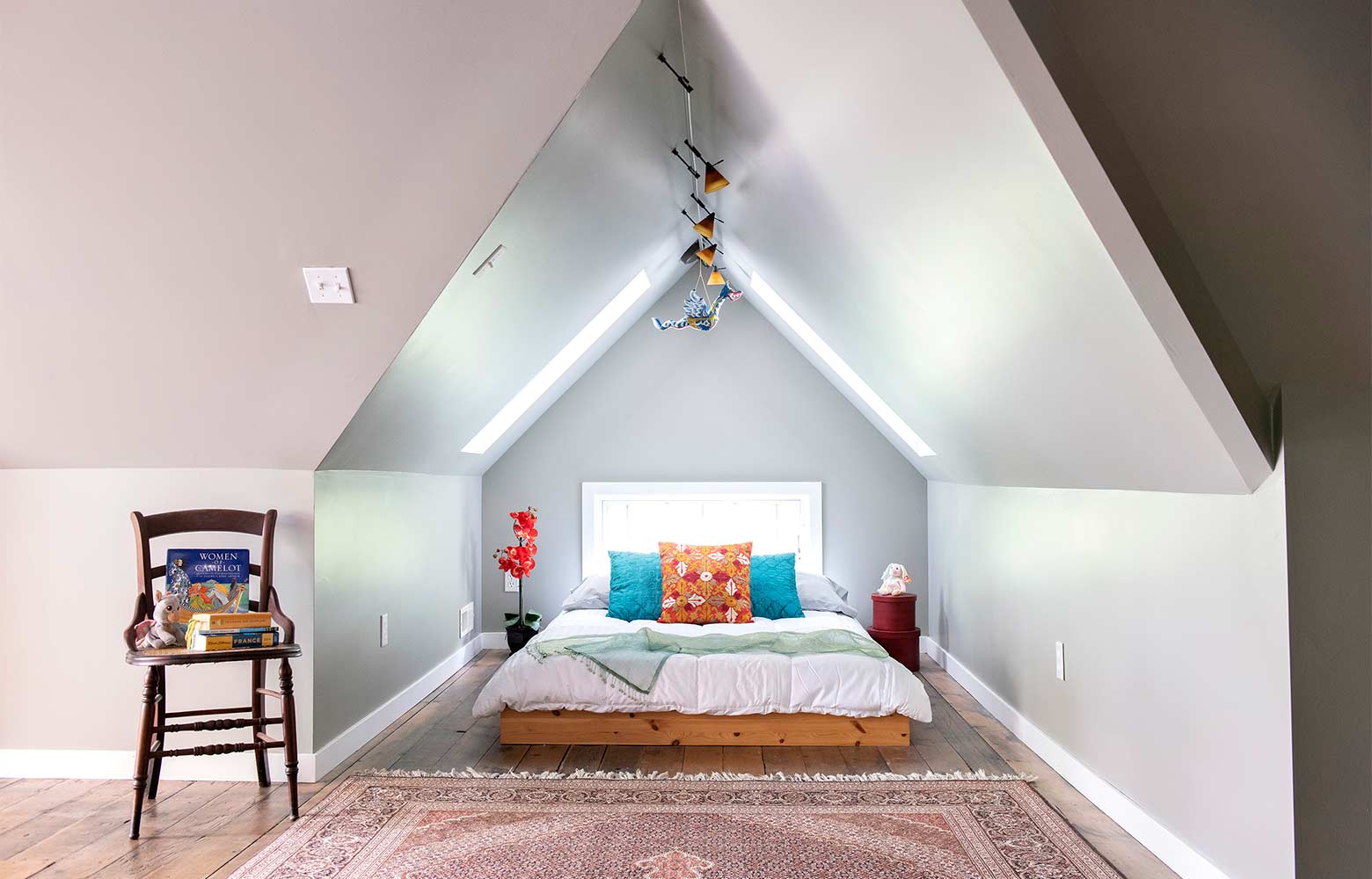 Victorian home renovation in Des Moines by Silent Rivers, attic gable bedroom