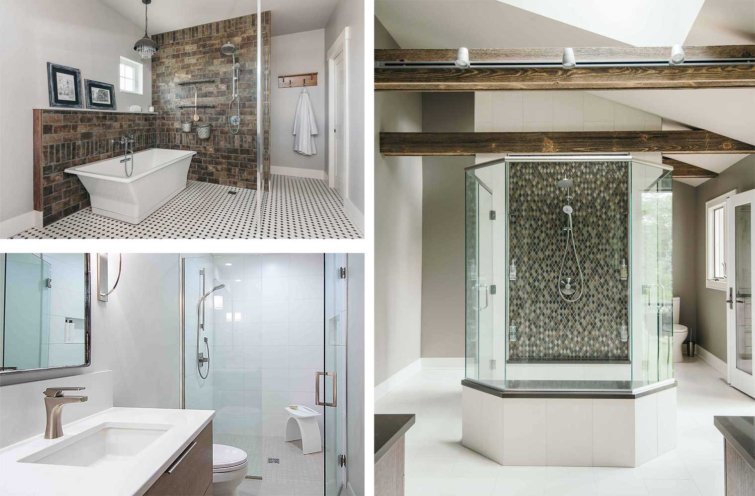 showers, tubs and bathroom designs by bathroom remodeler Silent Rivers in Des Moines