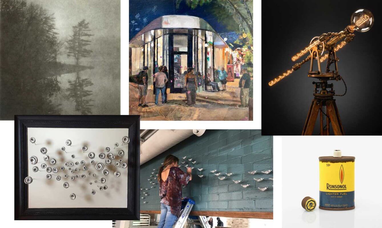 The DMAF Curated Blurring Boundaries exhibit features stunning artwork by Chris Dahlquist, Aileen Frick, Mick Whitcomb, Jennifer Thoem and Mitchell Spain