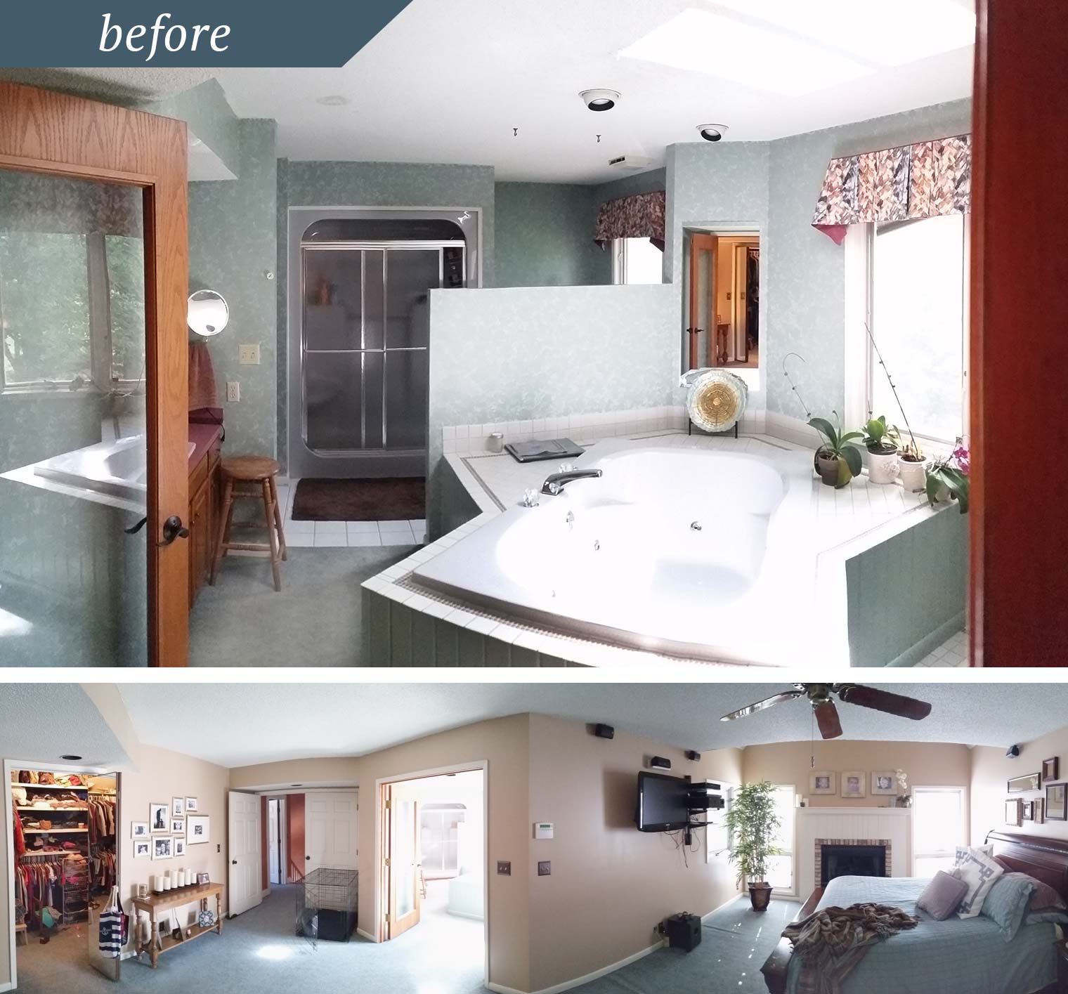 before Silent Rivers transformation of Grimes Iowa contemporary master suite