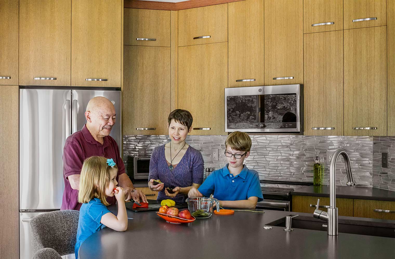 family in kitchen remodel Des Moines