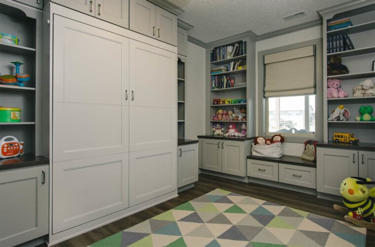 3-in-1 Murphy bed closed position in a Clive, Iowa playroom, guest room, office by Silent Rivers