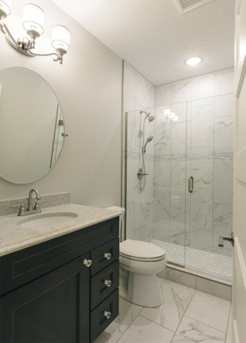 bathroom in Clive basement remodel by Silent Rivers