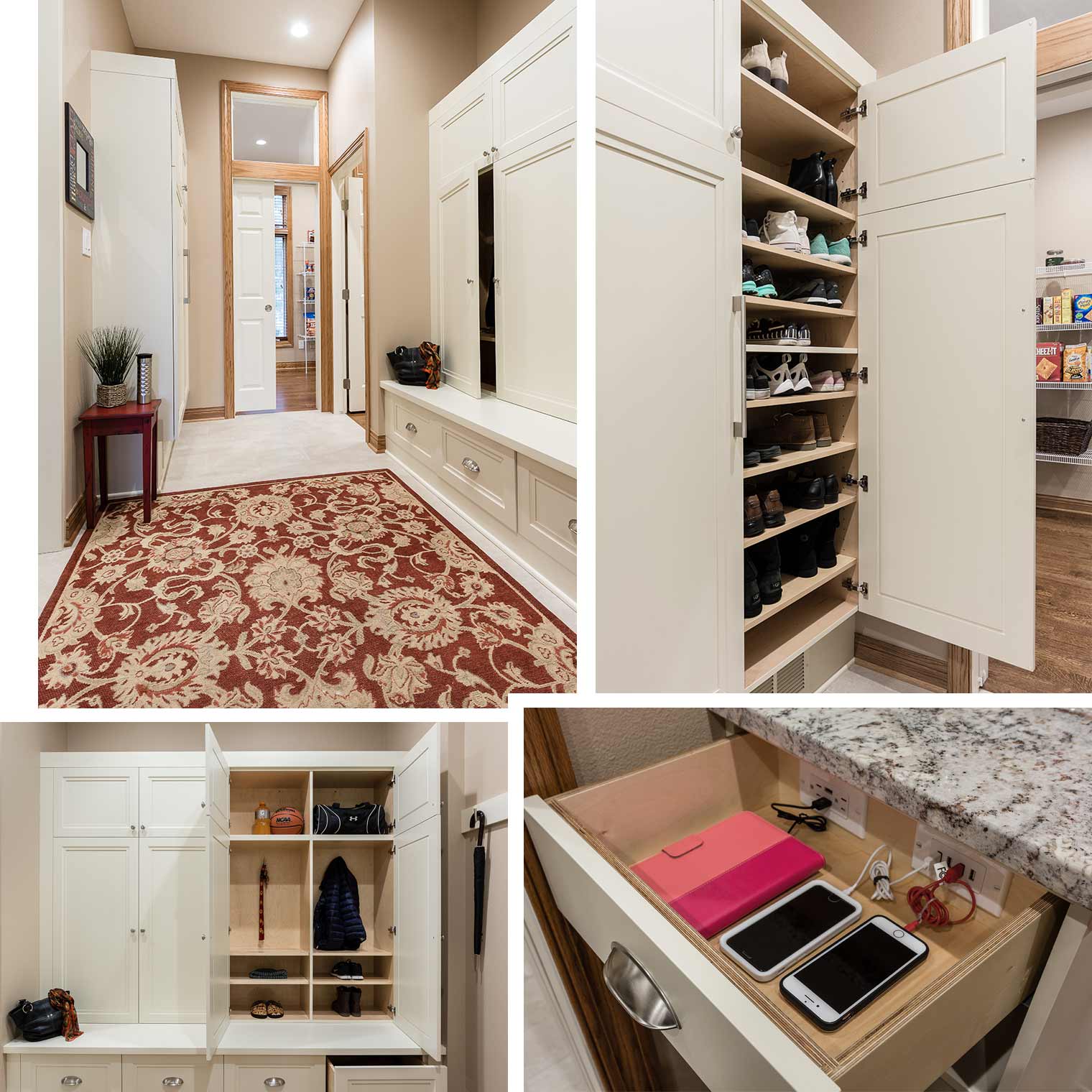 mudroom dropzone in Clive, Iowa by Silent Rivers Design+Build