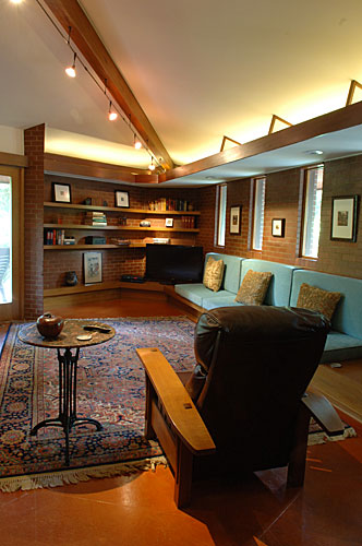 midcentury modern Frank Lloyd Wright style Usonian home remodel Silent Rivers Des Moines