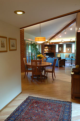 midcentury modern Frank Lloyd Wright style Usonian home remodel Silent Rivers Des Moines