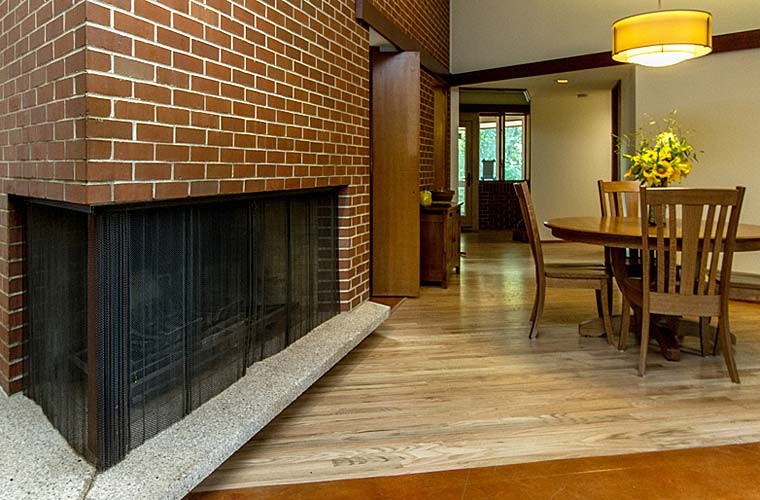 midcentury modern Frank Lloyd Wright style Usonian home remodel Silent Rivers Des Moines