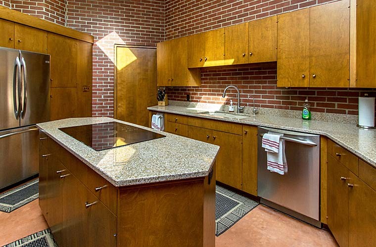 midcentury modern Frank Lloyd Wright style Usonian home remodel Silent Rivers Des Moines