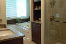 1980s Contemporary Bathroom Remodel With Unique Inset Tile Detail