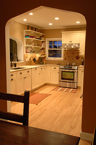 Kitchen with white cabinets
