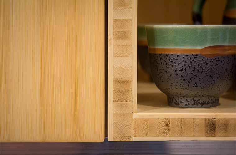 Custom cabinets of bamboo plywood designed by Silent Rivers