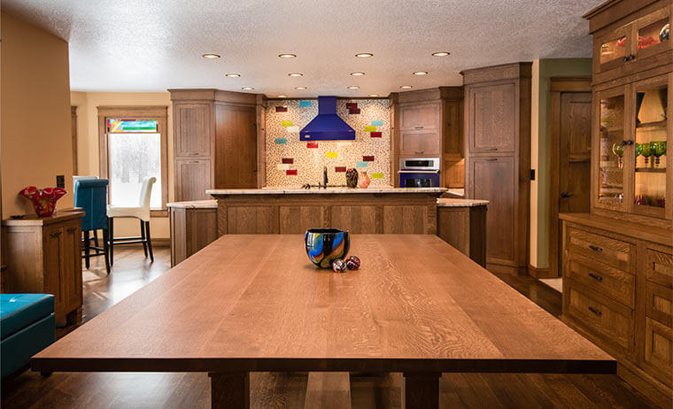 Gorgeous White Oak Dining Room Table Enhances This Craftsman-Style Great Room